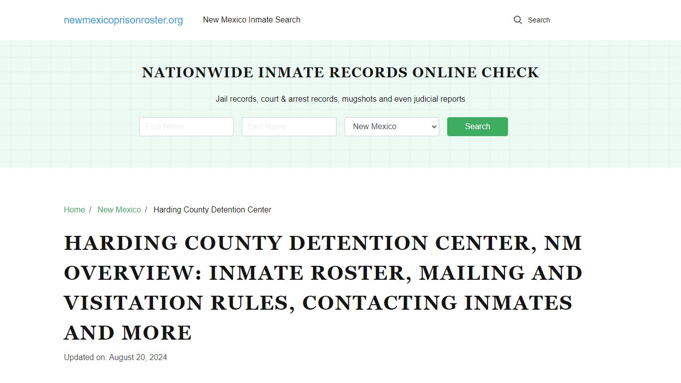 Harding County Detention Center, NM: Inmate Roster, Visitation, Contacts