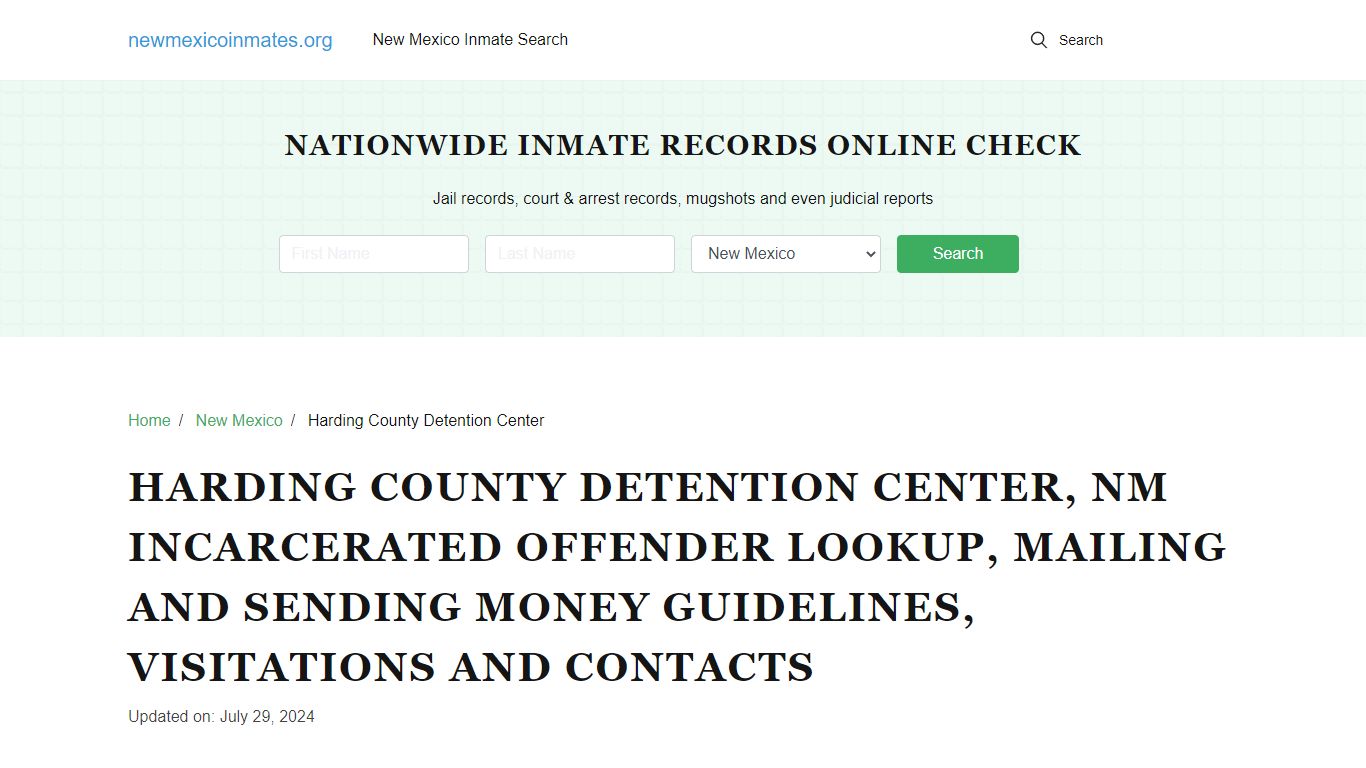 Harding County Detention Center, NM: Inmate Locator, Visitation ...