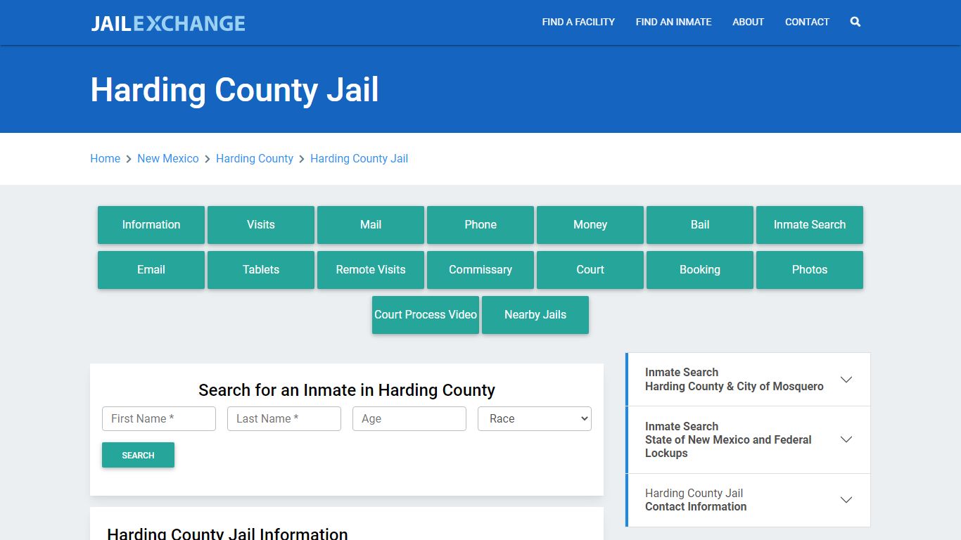 Harding County Jail, NM Inmate Search, Information